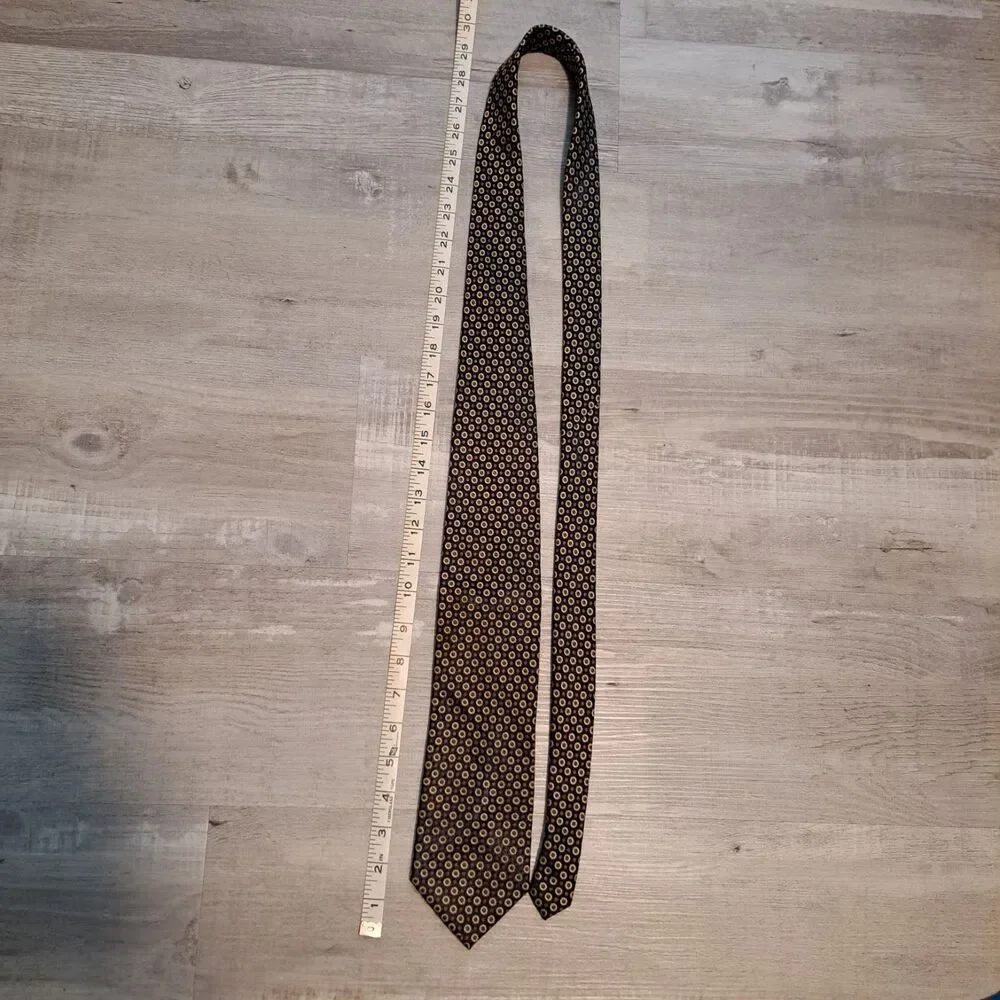Valerio Garati Woven Geometric Blue Tan Woven Polyester‎ Tie